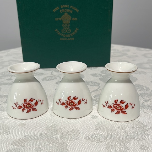 Vintage Eggcups Crown Staffordshire Rangoon Dragon Boxed Set Of 3 England - Picture 5 of 12